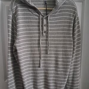 Gray Striped Men's Hoodie Shirt